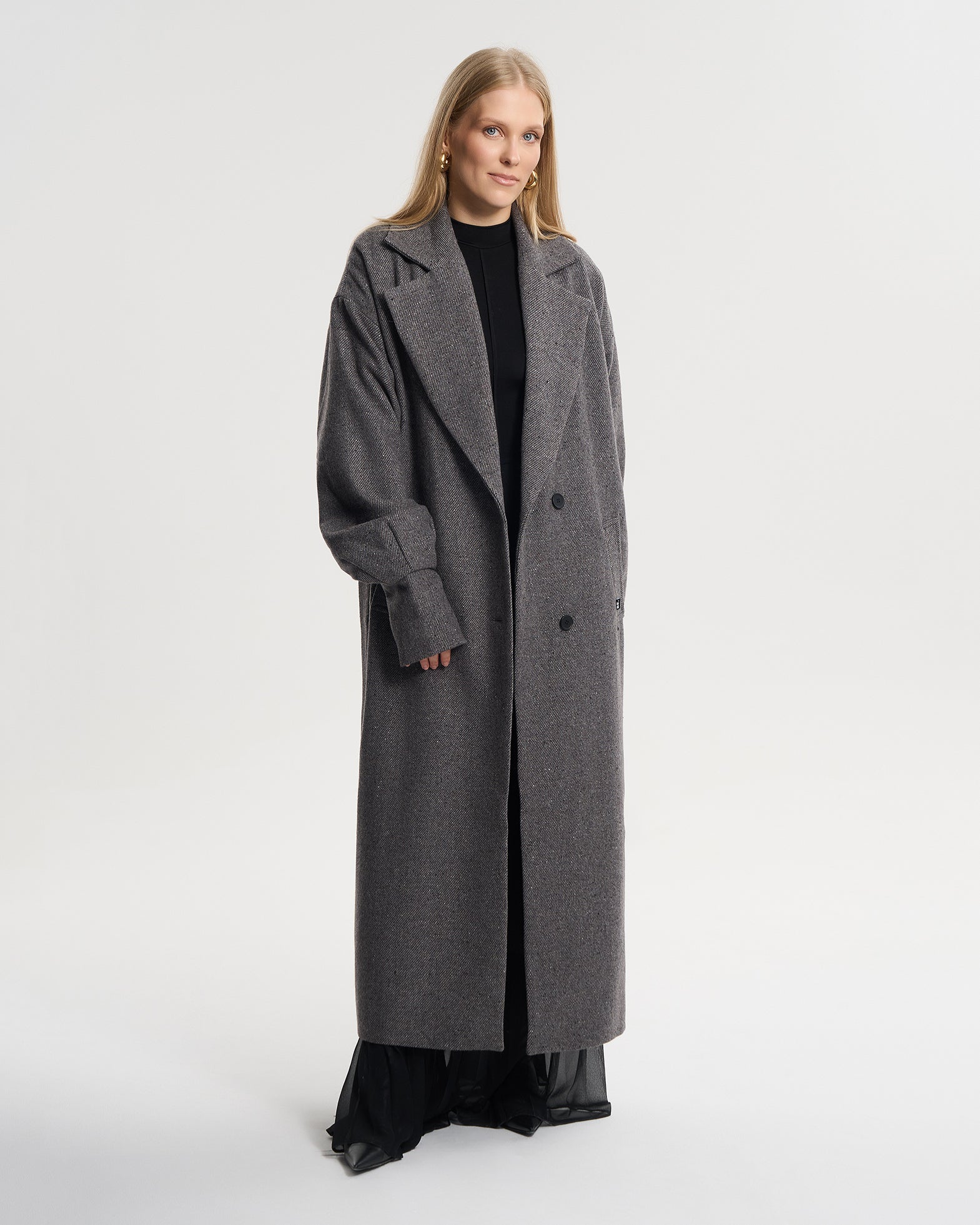 Oversize paseczki jedwab szary