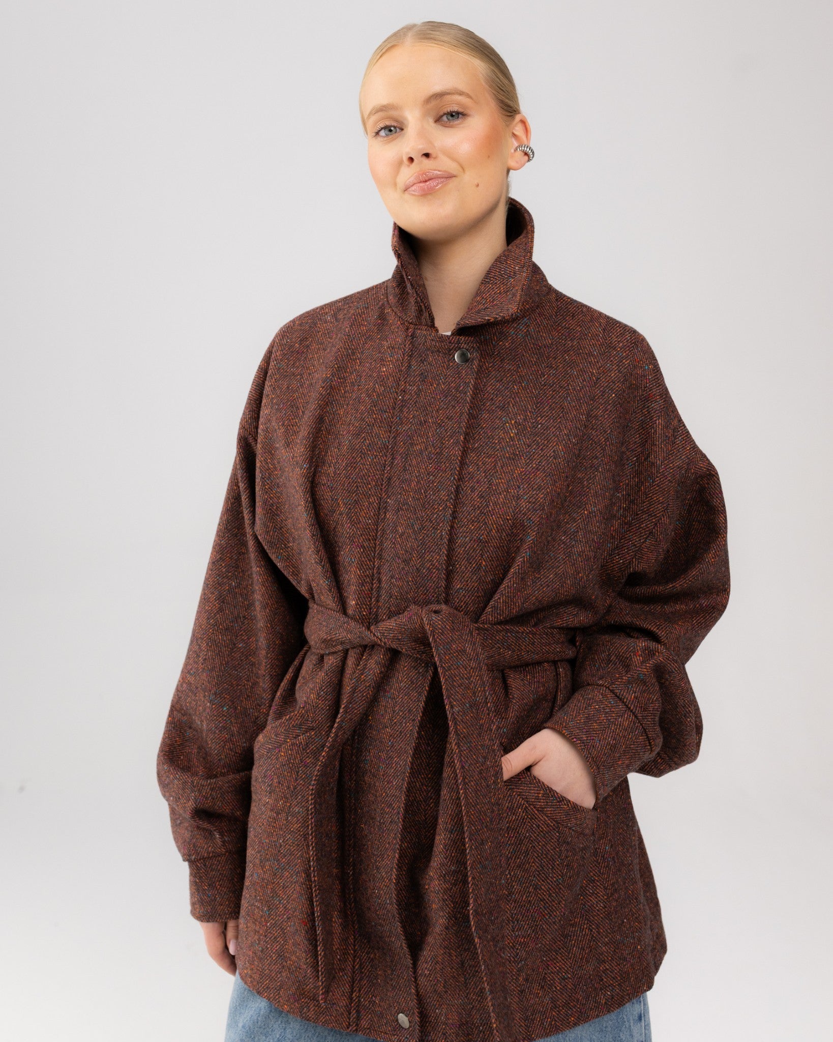 Płaszcz city coat jodełka multi