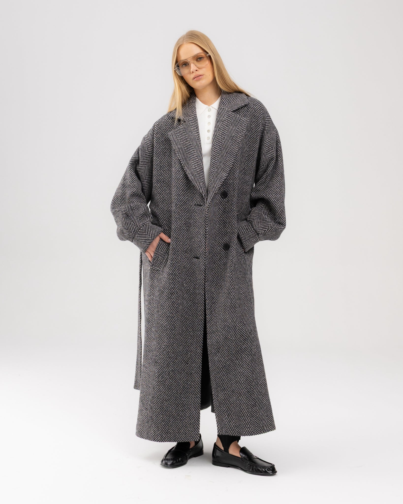 Płaszcz oversize jodła czarna