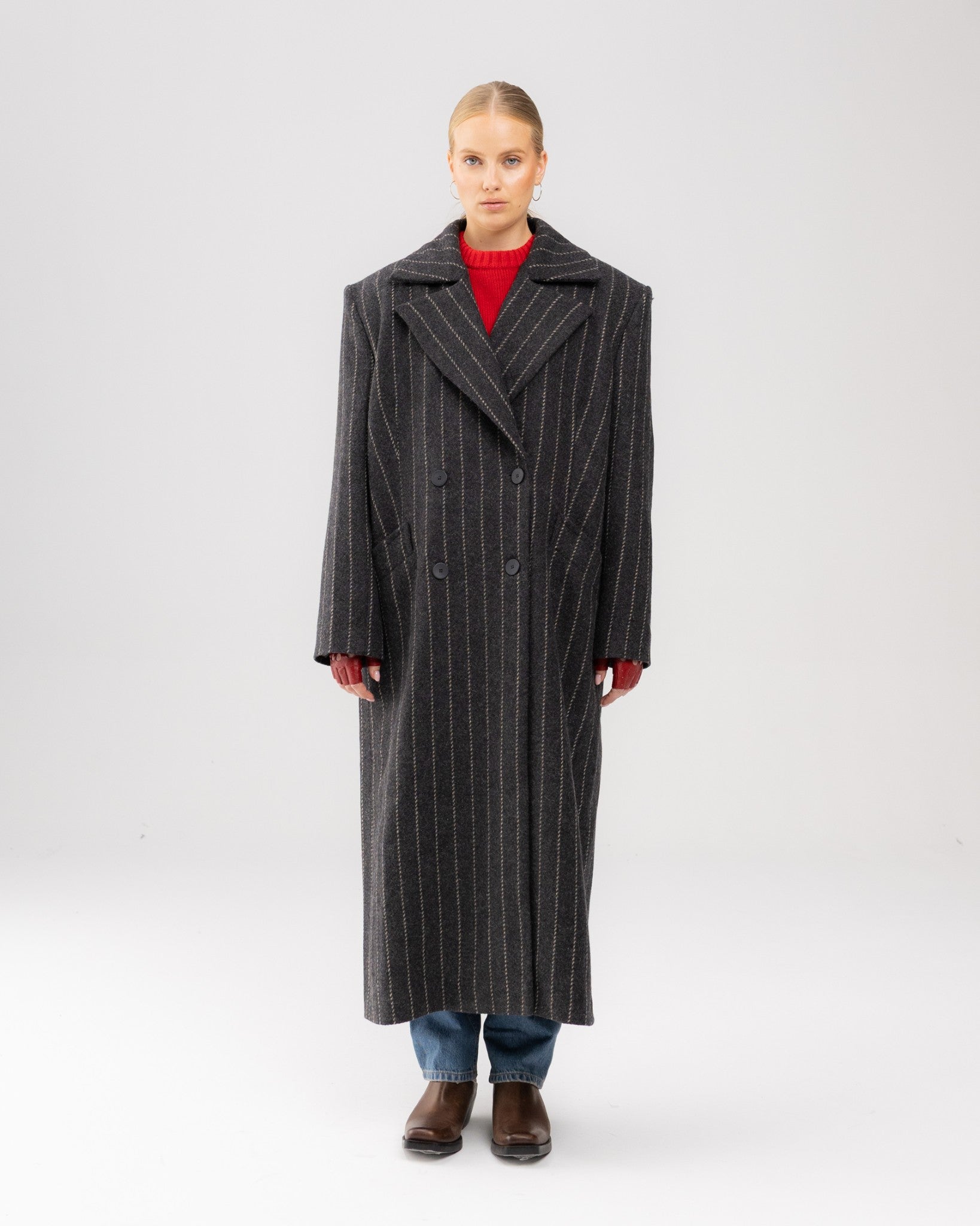 Płaszcz wide one size grafit pasy